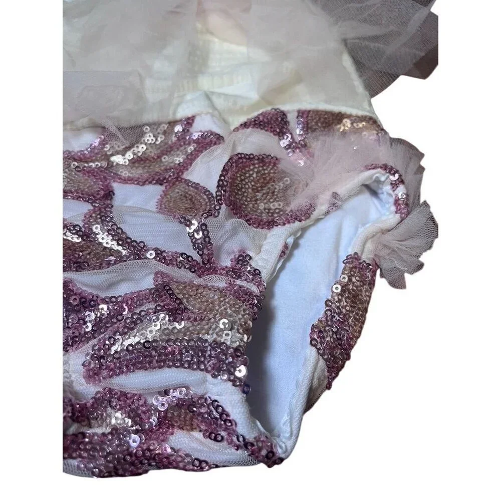Sequin Glam Romper 3M Pink‎ Tulle Western Boho Hippie Feminine Festive Holiday